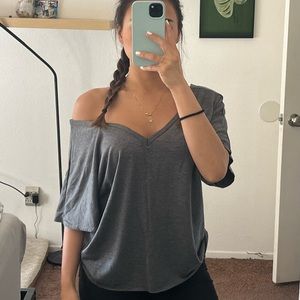 Grey v neck shirt